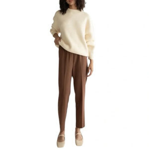 Oak + Fort Dark Camel Preppy High Rise Minimalist Pockets Trouser Pants Size M